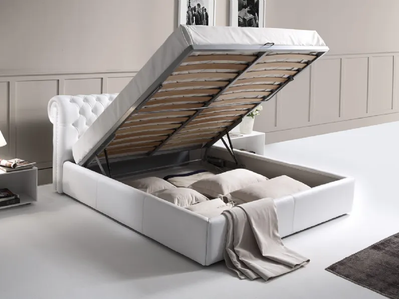 Letto imbottito con contenitore Rey nl Md work a prezzo scontato