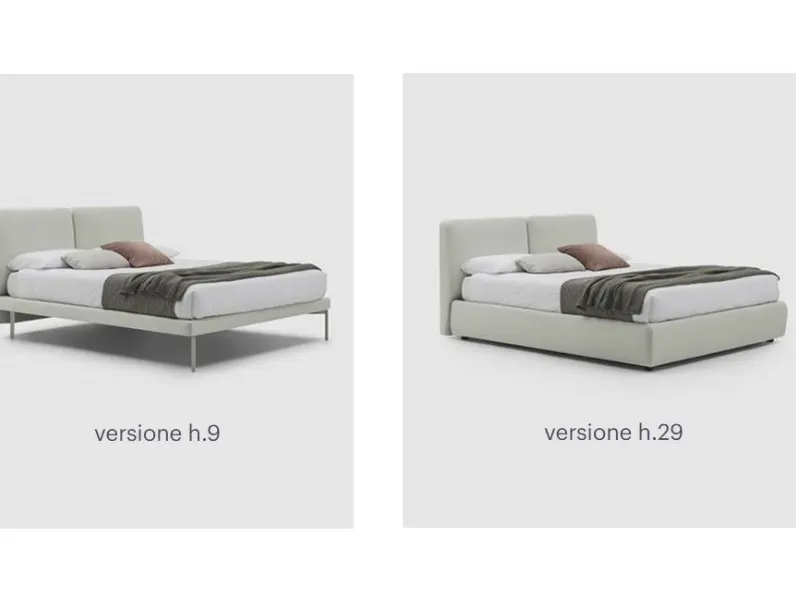 Letto imbottito Feel Bolzan: gambe in legno, prezzo scontato!