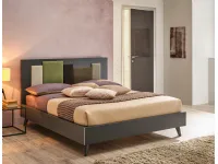 Letto imbottito con gambe Letto matrimoniale yan in finitura grafite con inserti in tessutoCollezione esclusivaa prezzo scontato