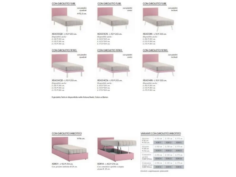 Letto singolo con gambe Easy Zg mobili a prezzo ribassato