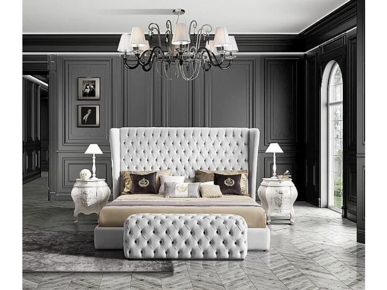 Letto imbottito con giroletto Letto in pelle modello savoia �Md work�a prezzo ribassato