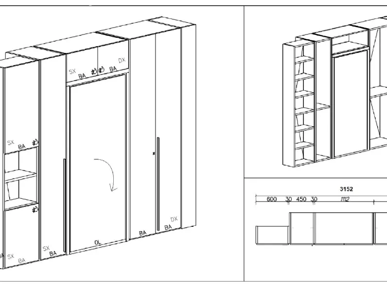 Letto in legno a scomparsa Parete attrezzata con letto a scomparsaClevera prezzo ribassato