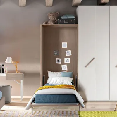 Letto Verticale a scomparsa in finitura gessato canapa. Prezzo Outlet!