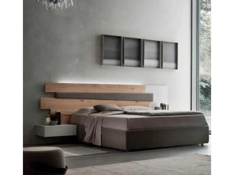 Letto in legno con giroletto Dogato rovere massello�Maronese�a prezzo scontato