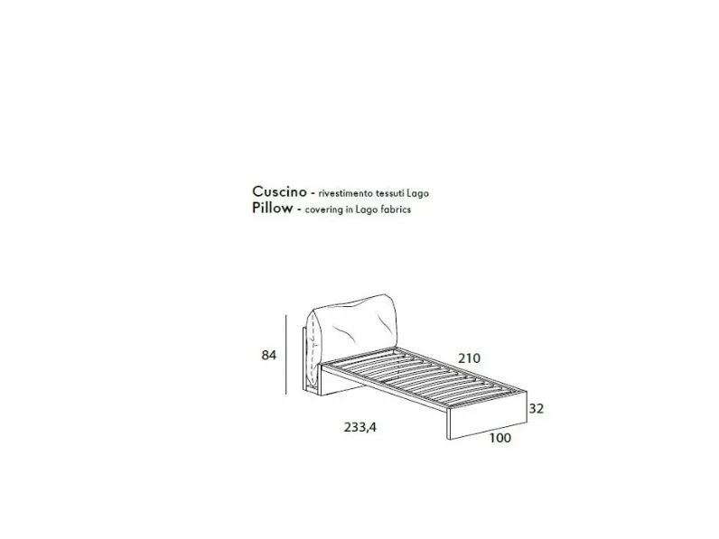 Letto moderno con giroletto Lagolinea bed Lago a prezzo ribassato