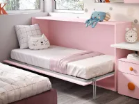 Letto moderno a scomparsa singolo, finitura cipria. Artigianale con sconto del 48%.