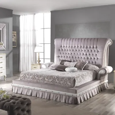 Letto classico con giroletto Letto elisabetta velluto maxi  Md work a prezzo scontato