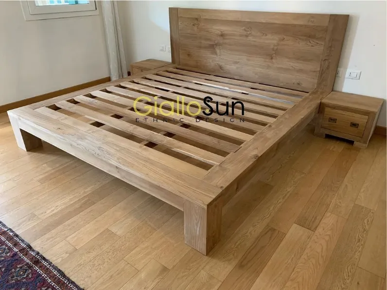 Letto design con giroletto Letto etnico teak Outlet etnico a prezzo ribassato