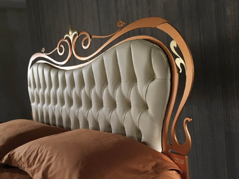 Letto Letto in ferro color rame e pelle luxury  Md work SCONTATO a PREZZI OUTLET