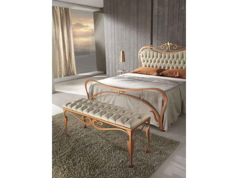 Letto in ferro color rame e pelle luxury  Md work SCONTATO a PREZZI OUTLET