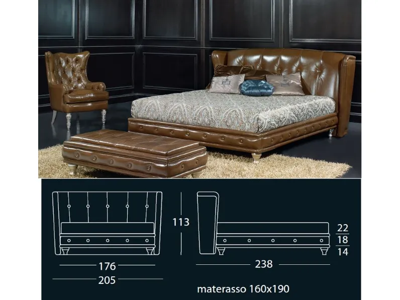 Letto Letto londra in pelle invecchiata lucida di Md work scontato del 46%