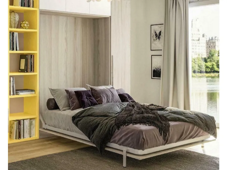 LETTO Letto matrimoniale l.140 bilanciato a scomparsa colori legno/laccati  Artigianale a PREZZI OUTLET