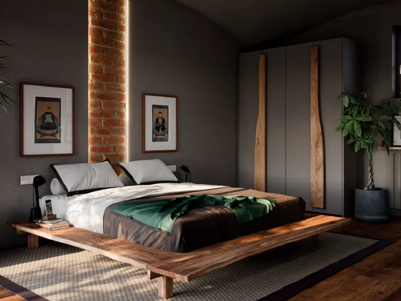 Letto in legno modello Letto  matyrimoniale zen japan in legno  di Nuovi mondi collection scontato 50%