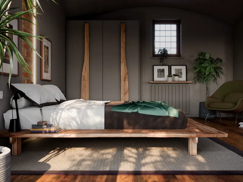 Letto in legno modello Letto  matyrimoniale zen japan in legno  di Nuovi mondi collection scontato 50%