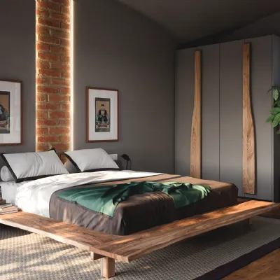 Letto in legno modello Letto  matyrimoniale zen japan in legno  di Nuovi mondi collection scontato 50%