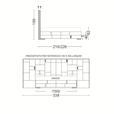 Letto Letto maxi velluto acciaio di Md work scontato del 31%