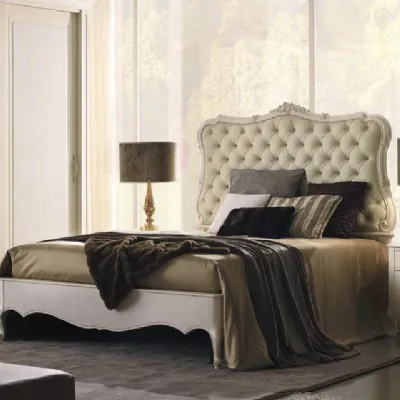 Letto matrimoniale classico Letto agnese con testata in legno intagliato e ecopelle Artigianale a prezzo scontato