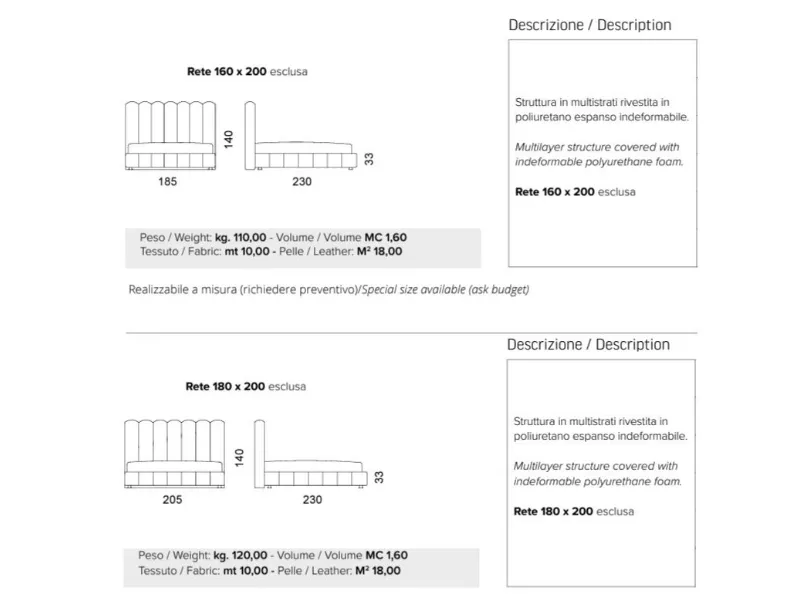 Letto matrimoniale Letto modello principato diversi rivestimenti  Md work con un ribasso IMPERDIBILE