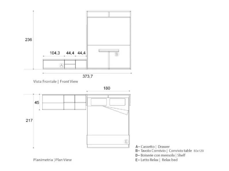 Letto matrimoniale Composizione letto/tavolo/soggiorno Artigianale con un ribasso IMPERDIBILE