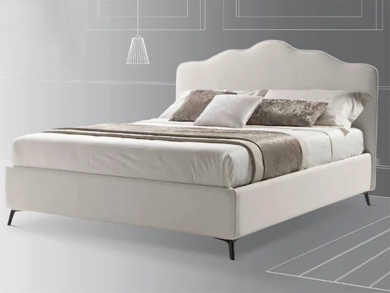 Letto matrimoniale con contenitore Barbara tessuto Stilfar a prezzo scontato