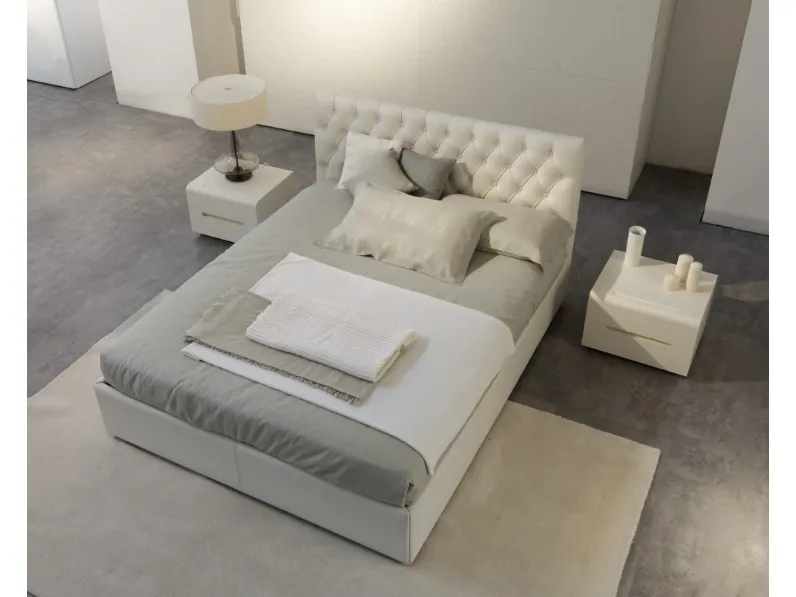 Architetto: Letto moderno Havana con contenitore di falegnami a prezzo scontato.