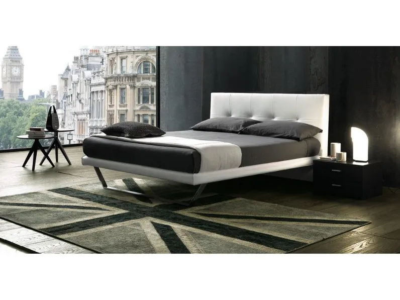 Letto matrimoniale Gectuna Velours Gris con materasso a molle