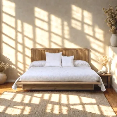Letto in legno con giroletto Letto etnico teak�Outlet etnico�a prezzo scontato