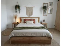 Letto in legno con giroletto Letto wave legno teak�Outlet etnico�a prezzo ribassato