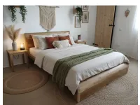 Letto in legno con giroletto Letto wave legno teak�Outlet etnico�a prezzo ribassato