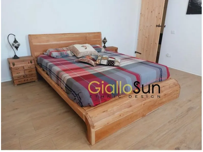 Letto design con giroletto Letto wave legno teak Outlet etnico a prezzo scontato