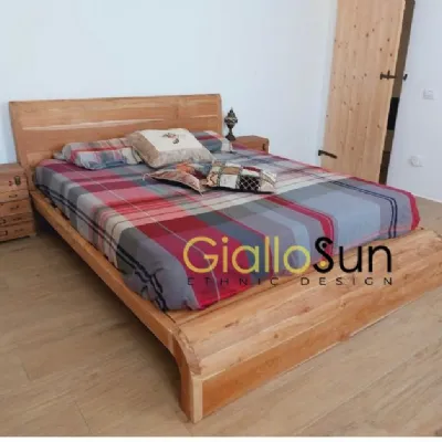 Letto design con giroletto Letto wave legno teak Outlet etnico a prezzo scontato