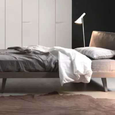 Letto matrimoniale design Legno e pelle vintage Sangiacomo a prezzo ribassato