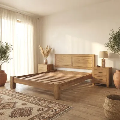 Letto matrimoniale design Letto jawa teak riciclato Outlet etnico a prezzo scontato