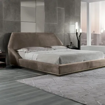 Letto matrimoniale design Letto luxury pelle vellutata maxi 200x200 Md work a prezzo scontato