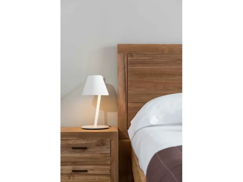 Letto in legno con giroletto Golan teak Outlet etnico a prezzo scontato
