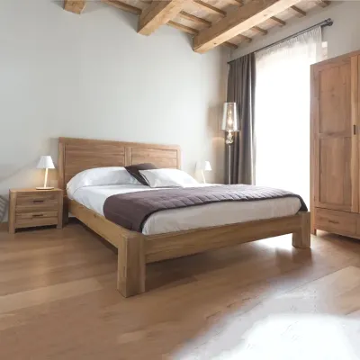 Letto in legno con giroletto Golan teak�Outlet etnico�a prezzo scontato