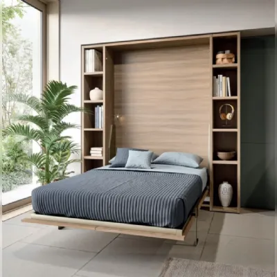 Letto matrimoniale moderno Letto a scomparsa con libreria Battistella a prezzo ribassato