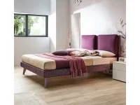 Letto matrimoniale moderno Letto matrimoniale leila con cuscini in testata, finitura prugna e mirto Collezione esclusiva a prezzo scontato