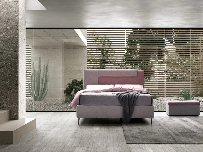 Letto imbottito modello Letto matrimoniale sp di con contenitore di Artigianale scontato 40%