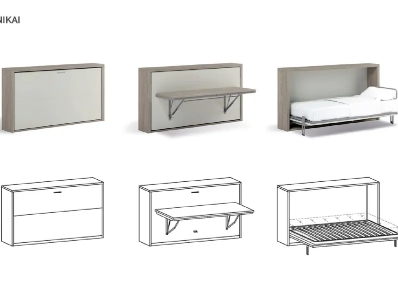 Letto in legno a scomparsa Nikai Clever a prezzo ribassato