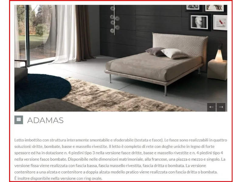 Letto moderno Adamas Nefi con uno sconto esclusivo