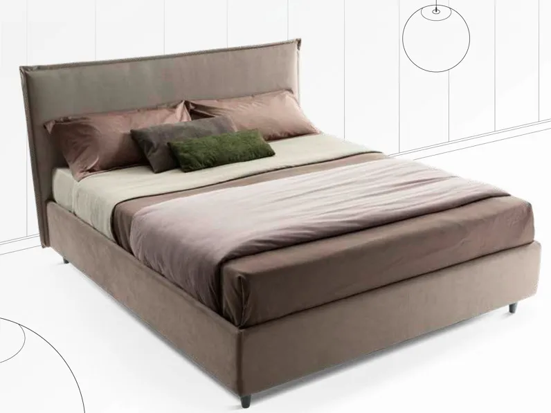 Letto moderno con contenitore Beatrice tessuto Stilfar a prezzo ribassato