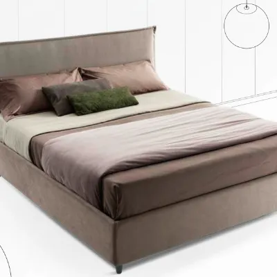 Letto moderno con contenitore Beatrice tessuto Stilfar a prezzo ribassato