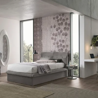 Letto moderno con contenitore Corfù piazza e mezza Mottes selection a prezzo ribassato