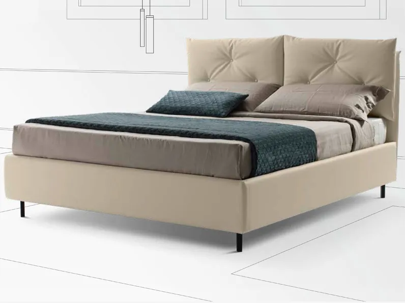 Letto moderno con contenitore Francesca ecopelle Stilfar a prezzo ribassato