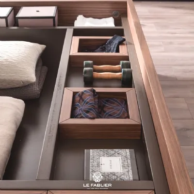 Letto moderno con contenitore Sussurro Le fablier a prezzo ribassato