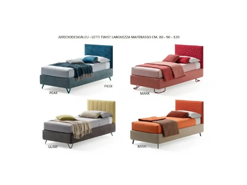 Letto moderno con gambe Twist * Samoa a prezzo scontato
