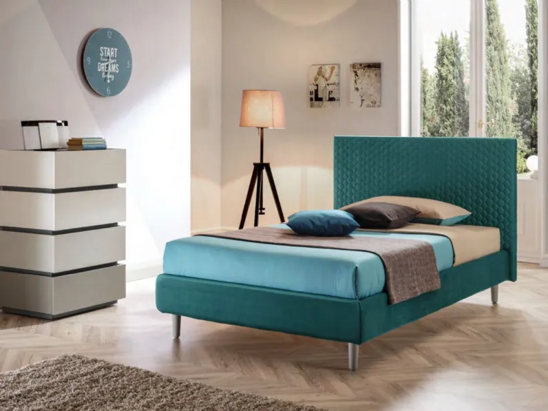 Letto moderno Letto 1 piazza e mezza raj in tessuto, finitura smeraldo Collezione esclusiva con un ribasso esclusivo