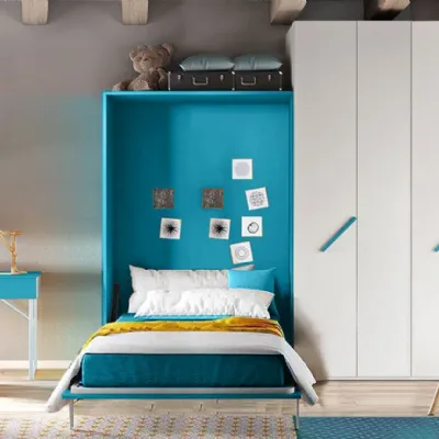 Letto moderno Letto a scomparsa una piazza e mezza, colore oceano Artigianale scontato 46%