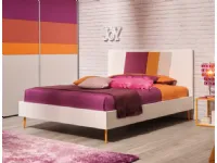 Letto moderno Letto alla francese con dettaglio in testata, finitura bianco luce Collezione esclusiva con uno sconto esclusivo